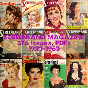 Screenland Magazine, Classic Hollywood Magazine, Movie Fan Magazine, Golden Age Cinema, 376 Issues 1920-1960
