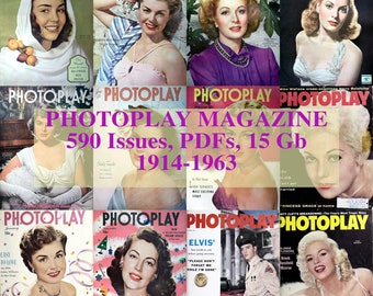 Revista Photoplay, Estrellas de cine, Pantalla plateada, Cultura cinematográfica, Historia de Hollywood, 590 números 1914-1963, Colección de revistas digitales