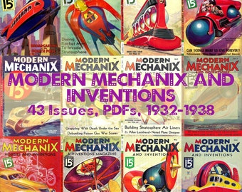 Modern Mechanix and Inventions Magazine, Vintage Engineering, Retro, Wissenschaft, Technologie, futuristische Gadgets