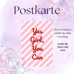 Postkarte „Yes Girl, You Can“ | Motivationskarte | Empowerment Karte | Geschenk für Frauen | Rosa & Rot | Mutmacher Karte | Retro Karte