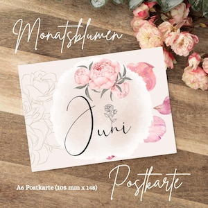 Postkarte mit Geburtsmonats Blume|Personalisierte Namenskarte| Geschenk für Natur- und Blumenliebhaber|Grußkarte|Monatsblume|Geschenkidee