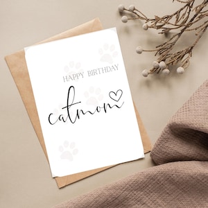 Happy Birthday Catmom - Geburtstagskarte für Katzenfreundinnen | Cat Mom | Happy Birthday |Postkarte | Katzenmama | CAT | Geschenkkarte |