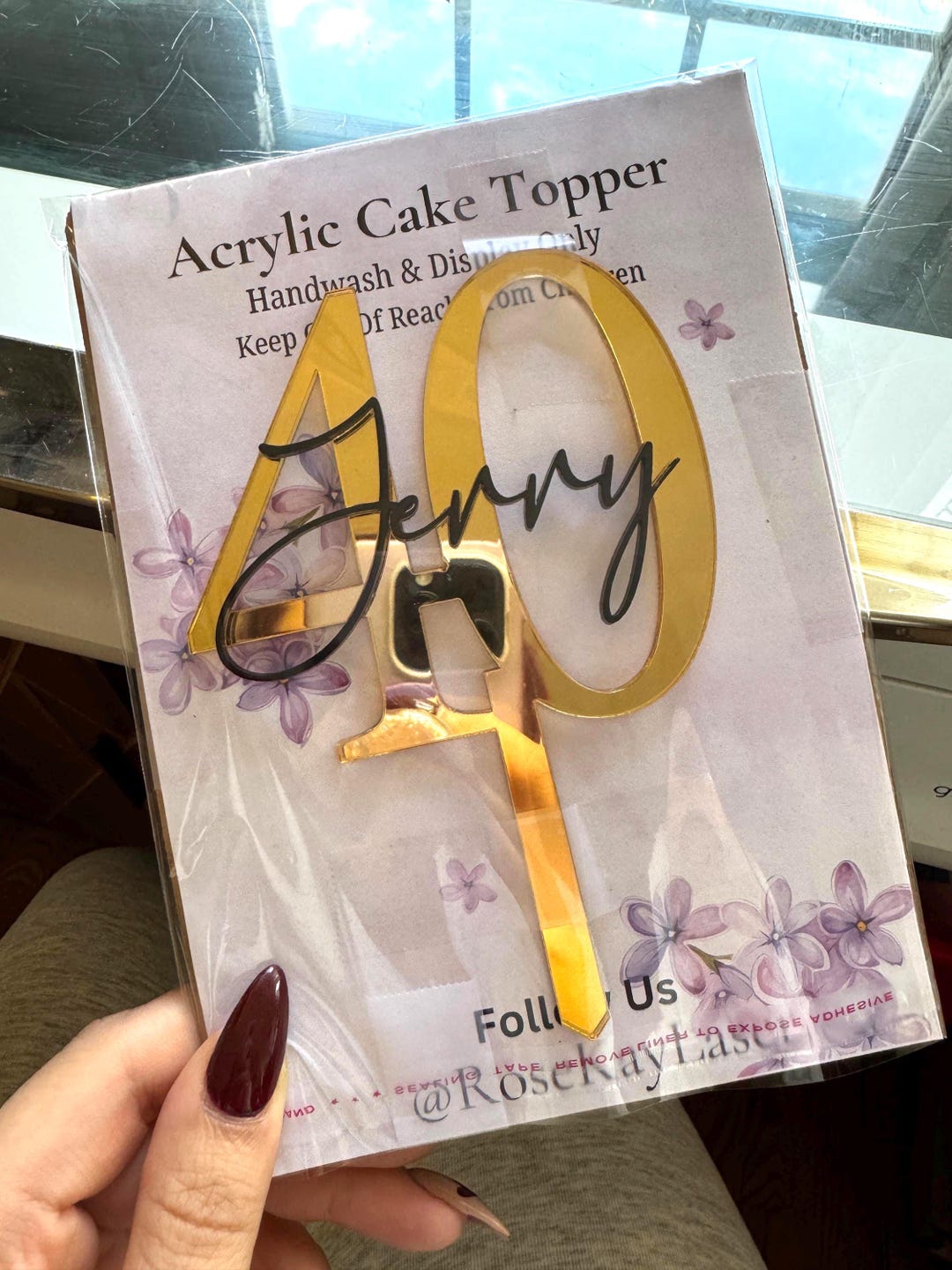 Mirror Gold Number Cake Topper | Personalized Name Acrylic Celebration ...