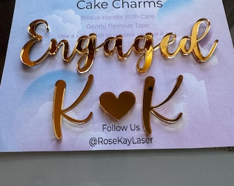 Custom Mirrored Acrylic Cake Charm | Custom Cake Charm | Cake topper | Acrylic Topper | Vintage Heart Cake Topper| Gold | RoseGold | Silver