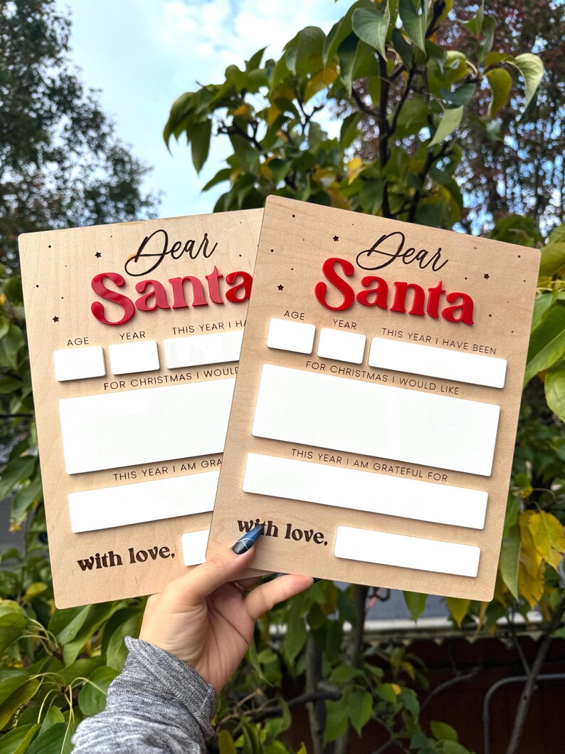 Dear Santa Board Kids Christmas Dry Erase Christmas Board Letter to