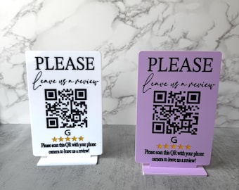Leave Us A Review Sign | Mini QR Sign | Business Sign | Scan Qr
