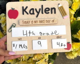First Day/ Last Day School Sign | Small Back to School Sign | School Photo Prop | Dry Erase School Sign | Interchangeable Sign | Laser