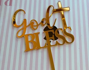 God Bless Cake Topper | Baptism Topper | Communion Cake Topper