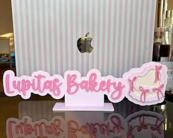 Cake Logo Bakery Acrylic Business Sign With Stand | Instagram Tag  | 3D Acrylic | Physical Watermark | Business Logo | 10-11inch |