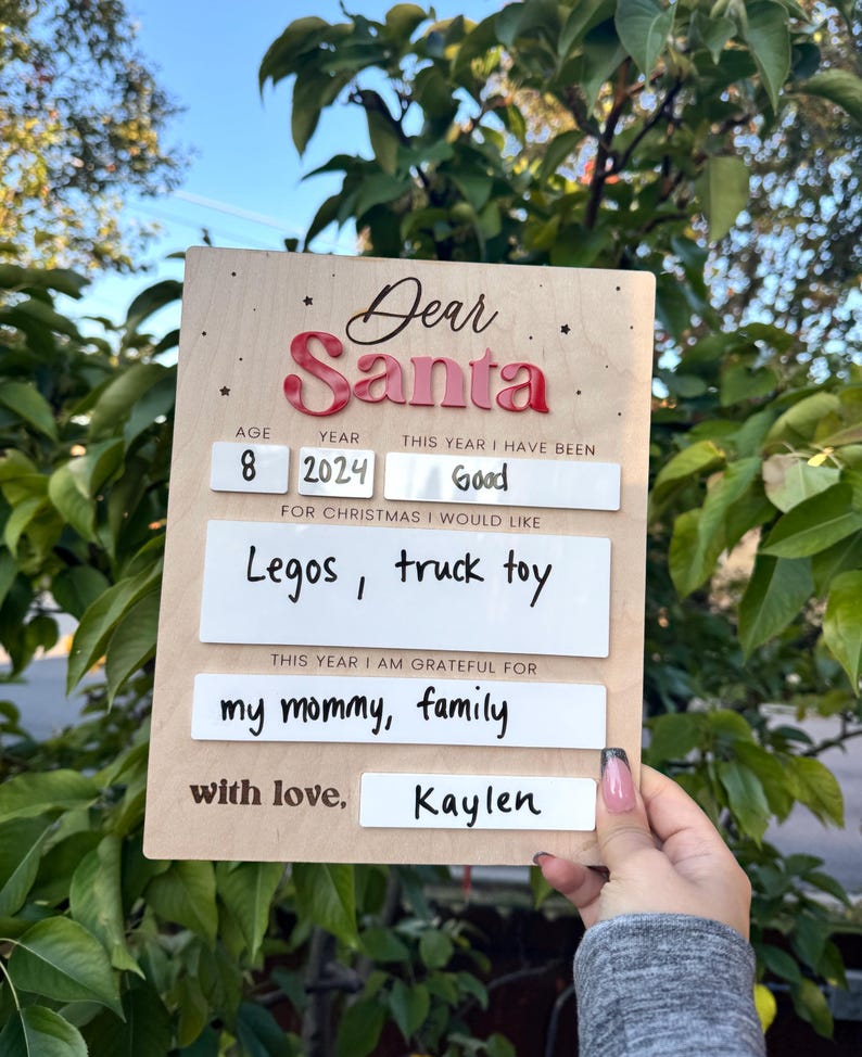 Dear Santa Board Kids Christmas Dry Erase Christmas Board Letter to