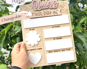 First Day/ Last Day School Sign | Back to School Sign | School Photo Prop | Dry Erase School Sign | Interchangeable Sign | Laser