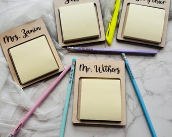Minimalist Engraved Sticky Note Holder | Custom Sticky Note | Teacher Apprectiation Gift | Colleague Gift | Wood Engraved