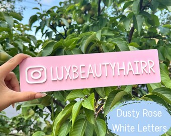 Rectangular Acrylic Business Sign|  12inch X 3 inch | Social Media Sign | Instagram Tag | Business Tag | 3D Acrylic | Business Sign