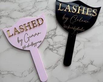 Lash & Brow Beauty Mirror | Handheld Mirror | Business Branding | Photo Prop Business | Acrylic | 3D Mirrored Acrylic