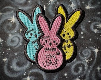 Lil Peep bunny (Customize your bunny) 3.1x1.5 inch iron on backed embroidered patch.