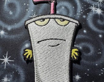 Master Shake aqua teen hunger force 3.5x2 inch (iron on back by defualt optional to exclude) embroidered patch