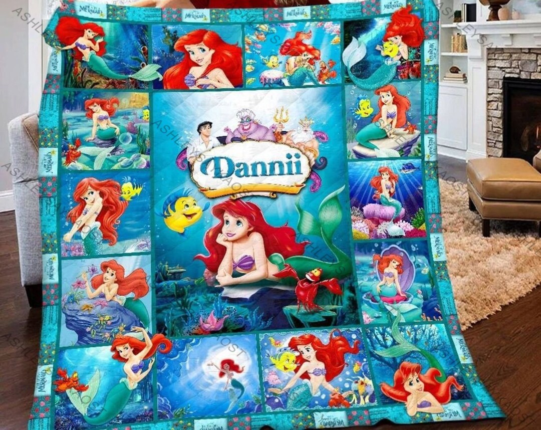 The Little Mermaid Fleece Blanket the Little Mermaid Blanket Etsy