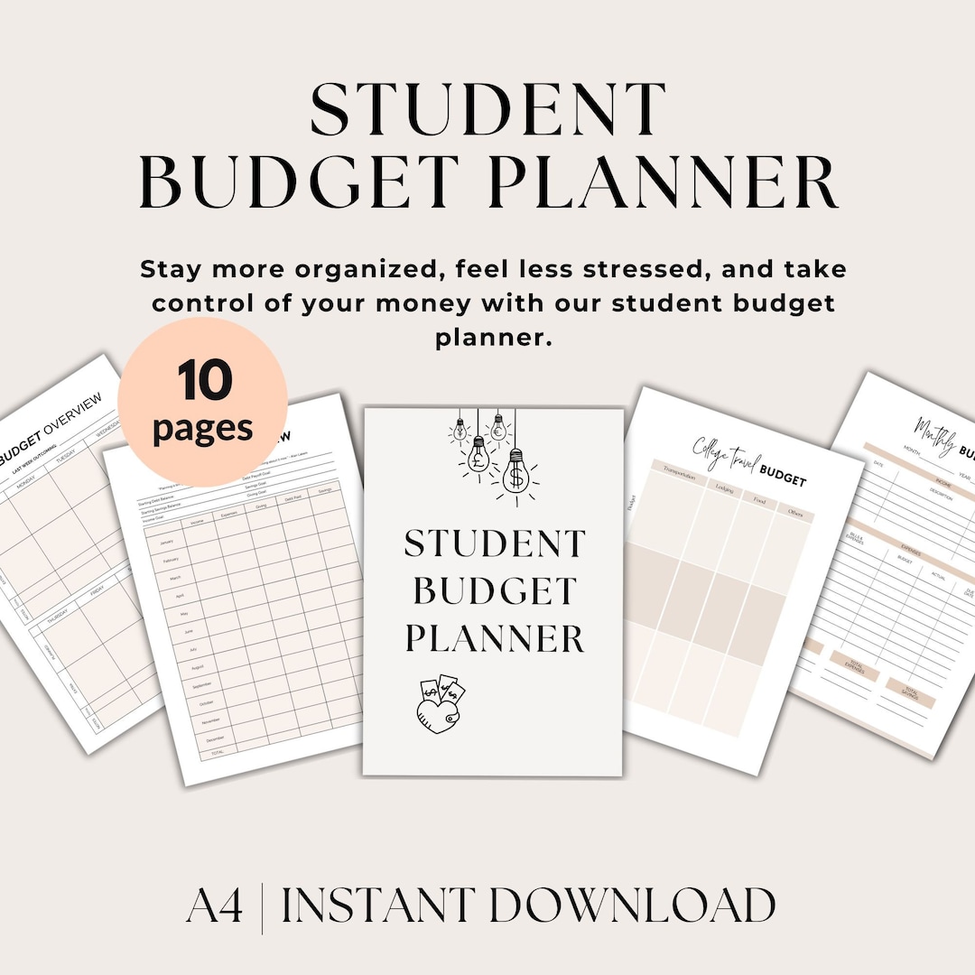 Student Budget Planner Printable Student Finance Planner Etsy