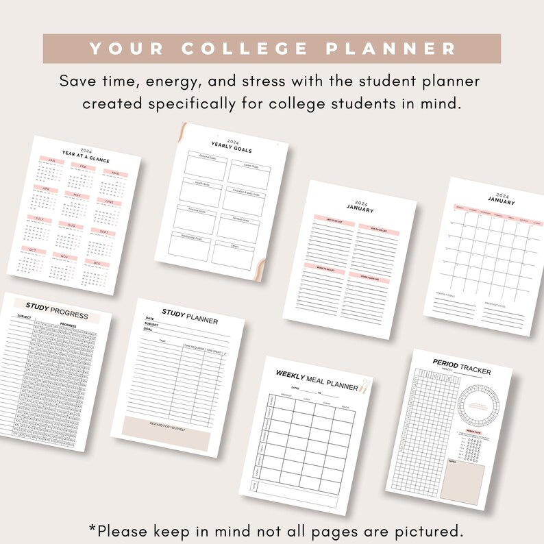 College Planner Printable, Printable Student Planner Bundle, College ...
