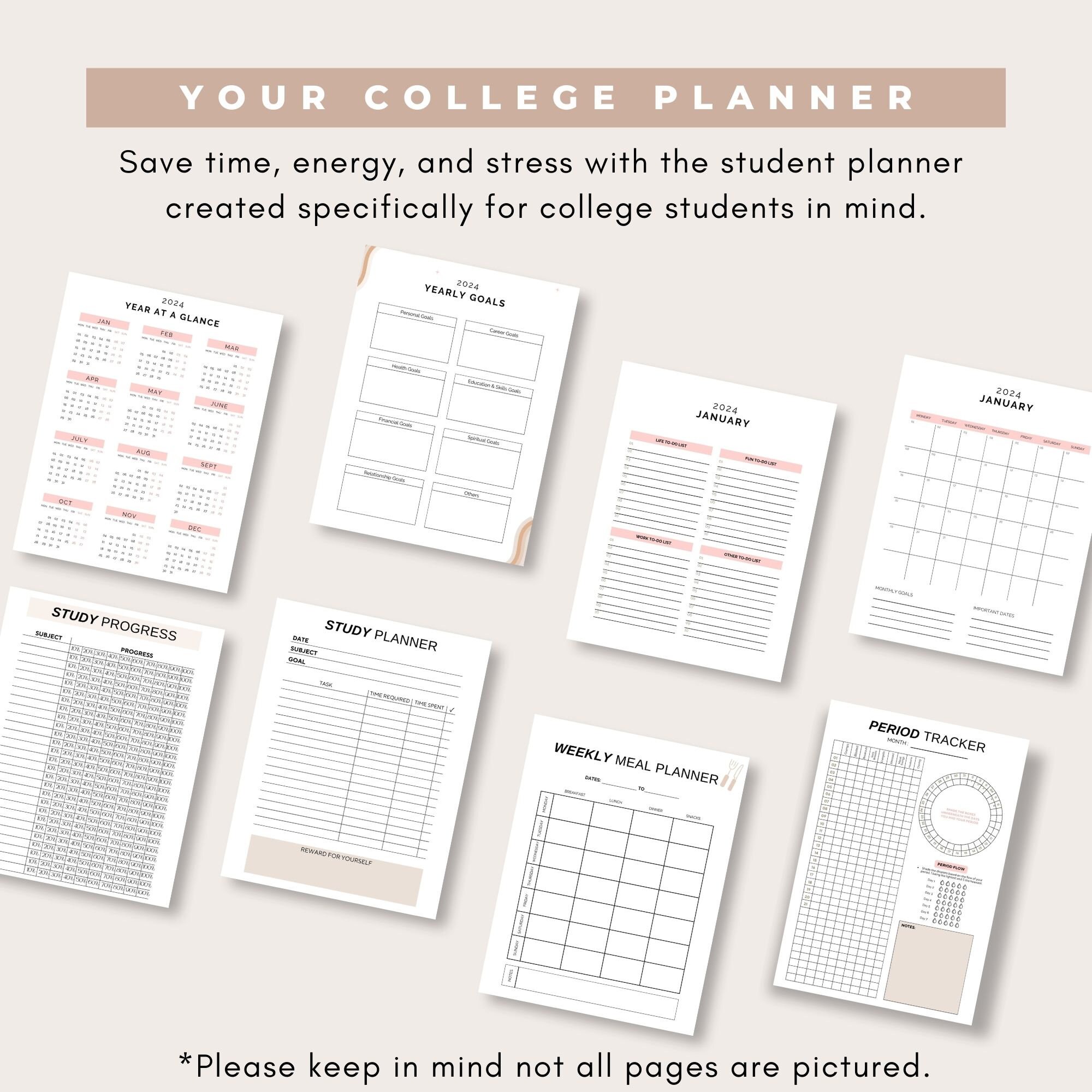 College Planner Printable, Printable Student Planner Bundle, College ...
