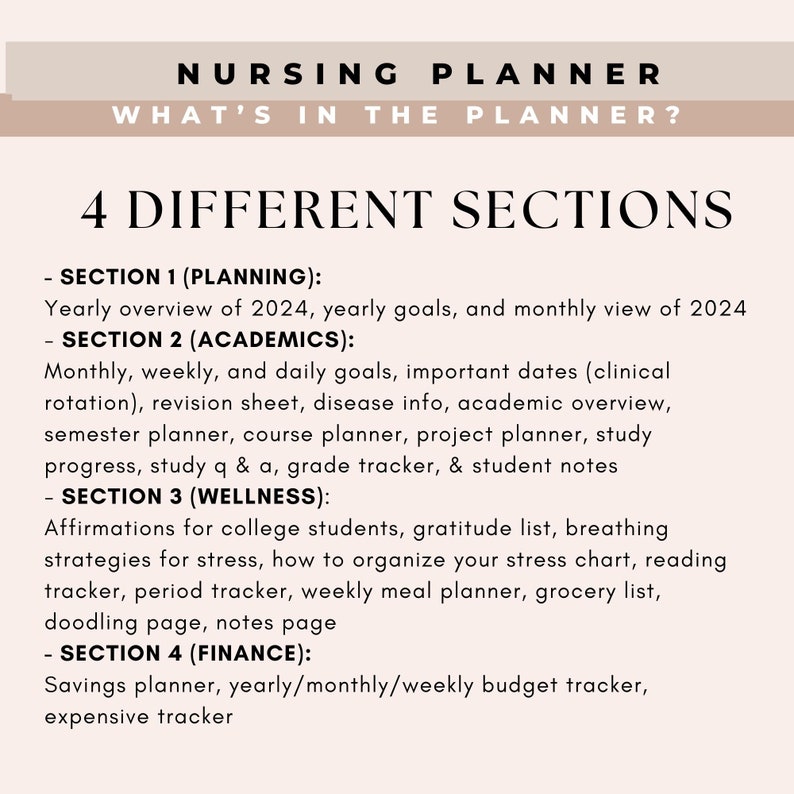 Nursing Student Planner Printable, Nursing Planner, Printable Student