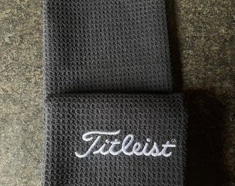 Titleist Golf Microfibre Golf Towel in Black. Perfect gift for a golfer.