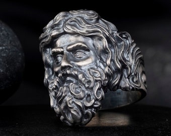 Zeus Ring, 925 Sterling Silver Signet Ring, Greek Mythology