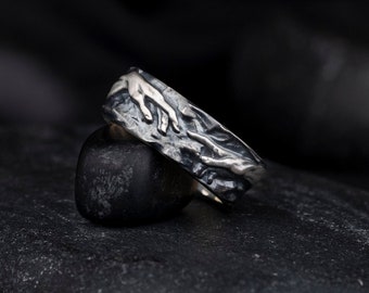 Anillo Creación de Adán, Anillo hecho a mano para hombres, Anillo de la Capilla Sixtina, Plata de ley 925K, Anillo de Miguel Ángel, Anillo de arte renacentista