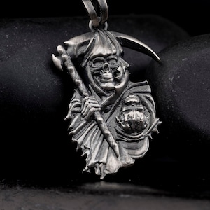 Grim Reaper Men Necklace, Angel Of Death Necklace, Handmade 925K Silver Pendant, Gift For Father, Men Jewelry, Gift For Him, Christmas Gift