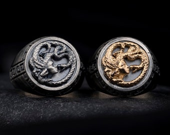 Handmade Medusa Ring, Snake Men Ring, 925K Sterling Silver Ring, Gift For Him, Christmas Gift, Gift For Father, Custom Made Mythology Ring