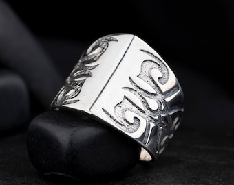 Oxidierter Sterlingsilber-Herrenring, Vintage-Stil, Geschenk für ihn