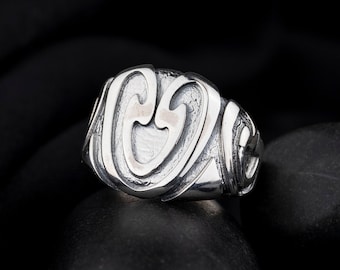 Oxidierter Sterling Silber Ring für Männer, handgemachter Schmuck