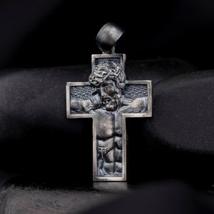 Handmade Jesus Christ Pendant, Crucifix Men Necklace, Men Cross Necklace, Christian Charm, 925 Sterling Silver, Gift For Him, Christmas Gift