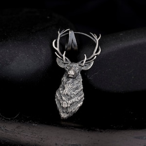 Deer Necklace, Handmade Wild Men Pendant, Sterling Silver Men Necklace, Gift For Father, Animal Jewelry, Gift For Him, Christmas Gift