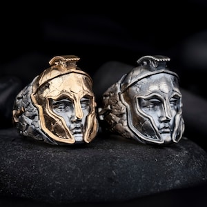Spartan Helmet Ring, Gladiator Men Ring, 925K Sterling Silver Ring, Gift For Him, Christmas Gift, Gift For Father, Custom Made Warrior Ring