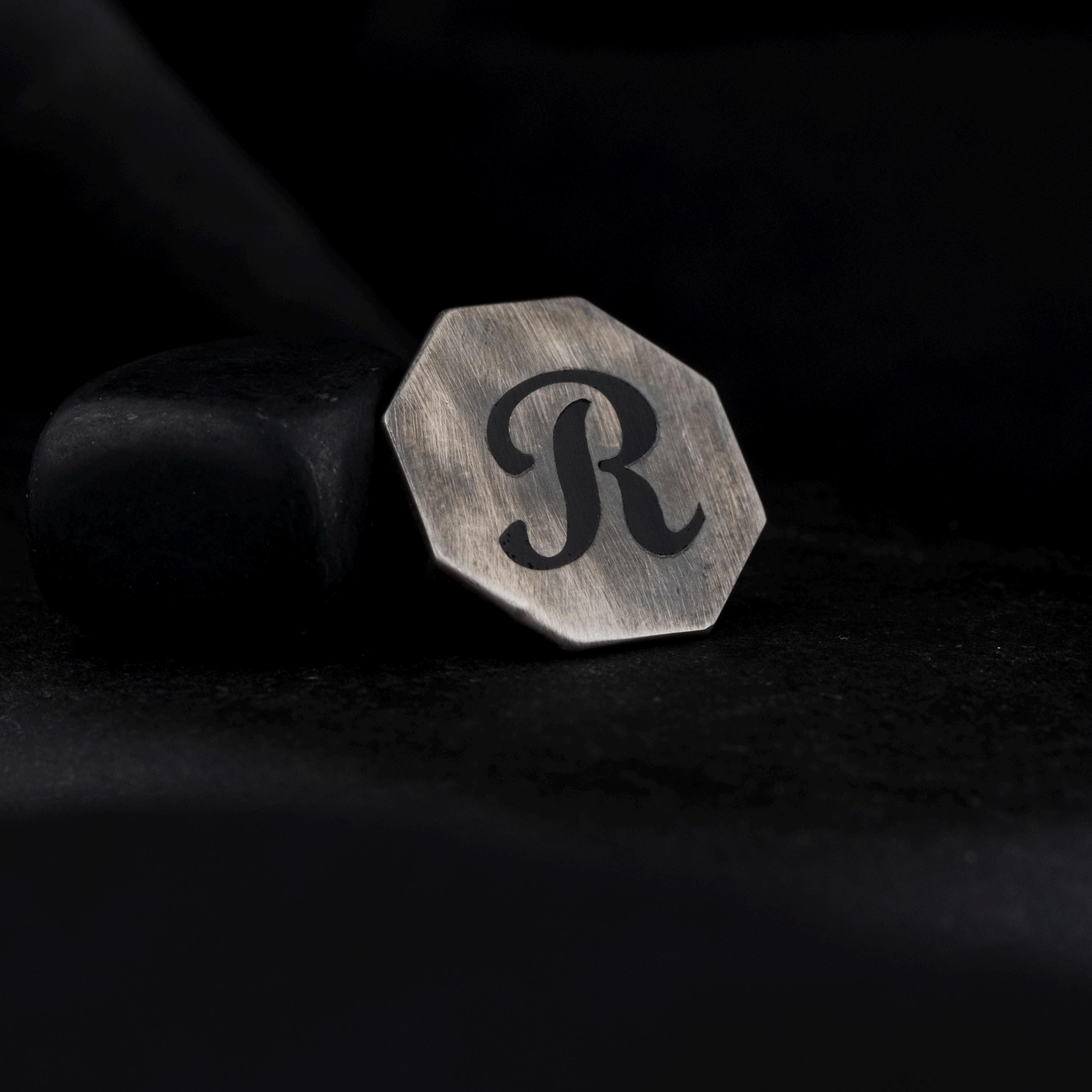 Sterling Silver Octagonal Lapel Pin, Personalized Initials Engraved - Etsy