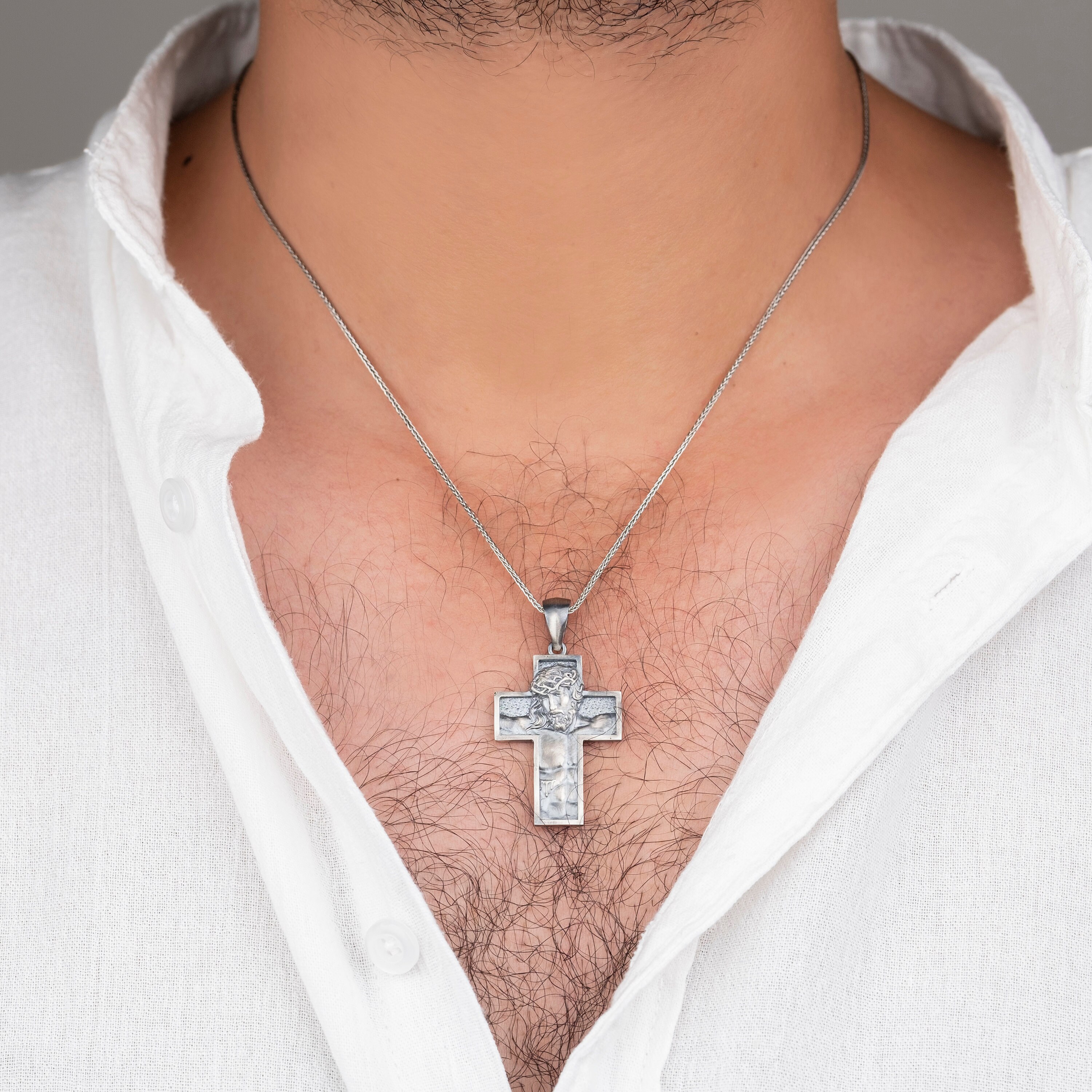 Handmade Sterling Silver Crucifix Pendant, Christian Cross Necklace - Etsy