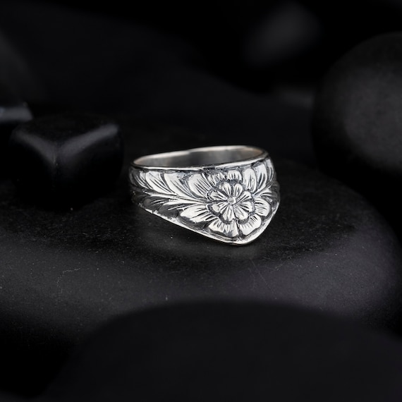 925 Sterling Silver Warrior Ring, Rose Motif Archer Ring, Gift For Him