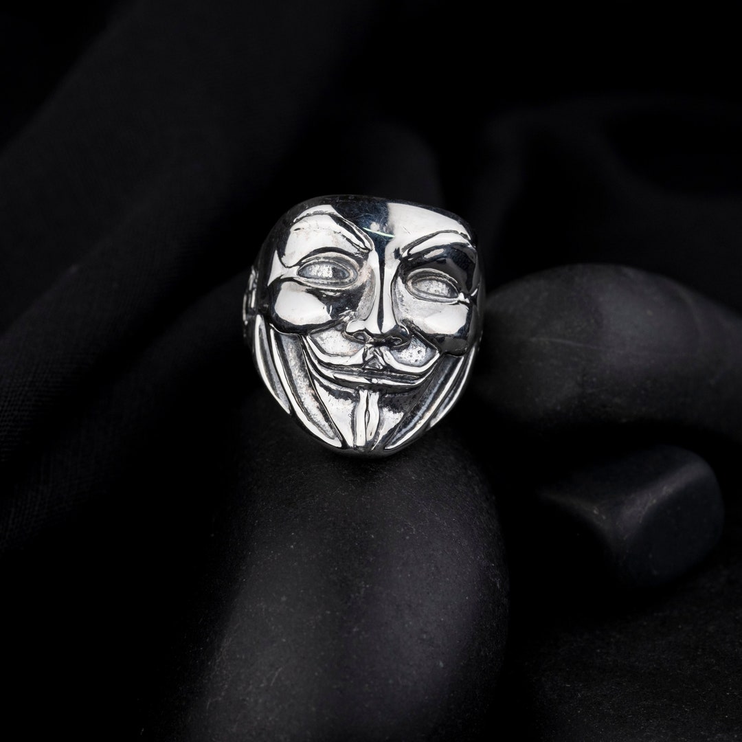 Orecchini A Bottone Con Maschera Di V Per Vendetta | Argento Sterling 925, Design Gotico E Punk | Gioielli Unisex ZLING, 6x9mm