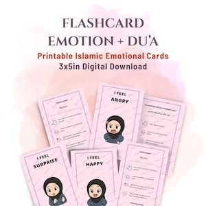 23 Islamic Emotion Flashcards for Kids | Muslim Emotional Learning | Calm and Dhikir Card | Emotion Tool | Emotion Tool | Emotion Flashcard