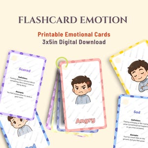 Emotion Flashcards for Kids | Chibi Emotion Flashcards | Emotion Tool | Flashcard Emotion | Emotion Flashcard | SEL for Toddlers & Preschool