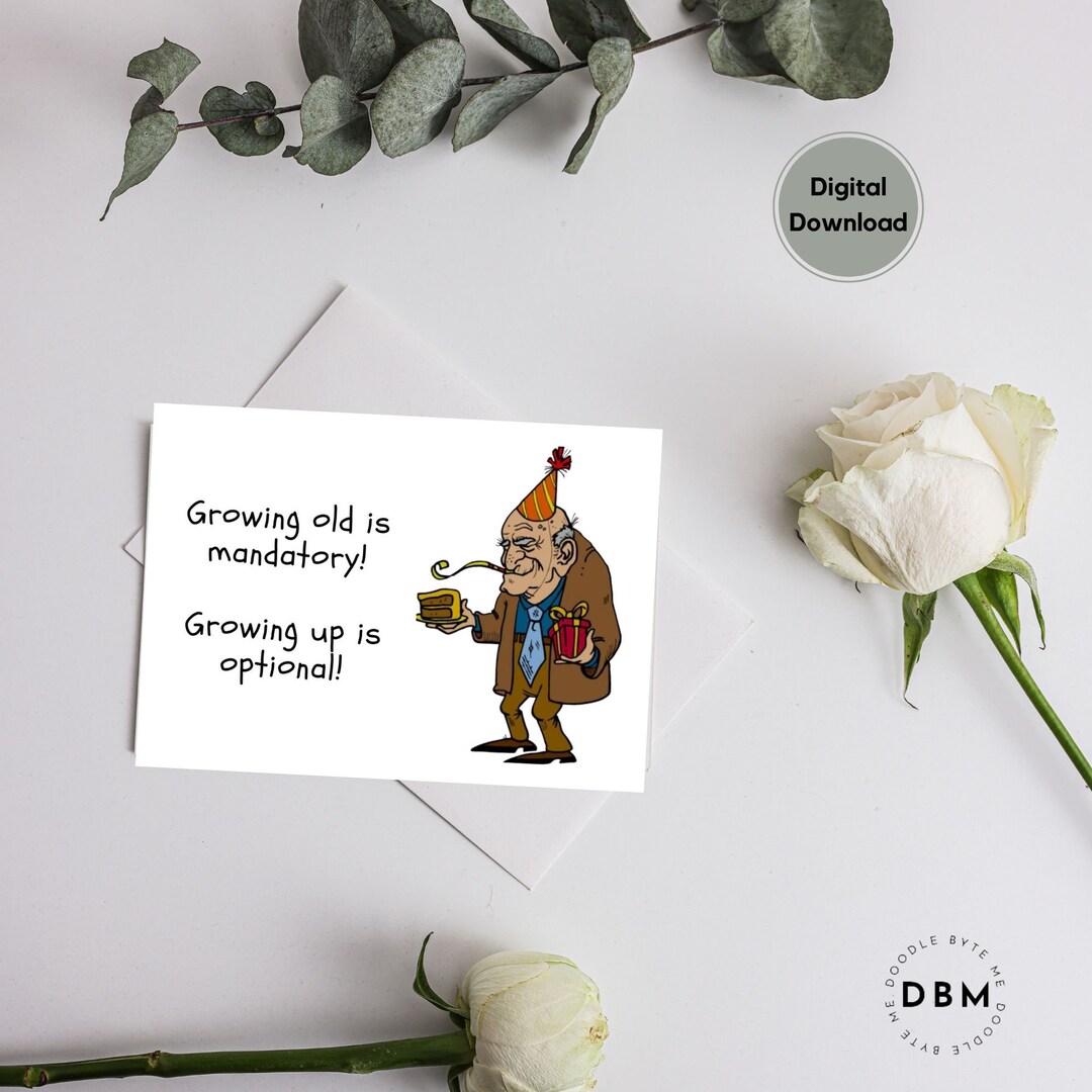 Old Man Printable Birthday Card Template Funny Humor - Etsy
