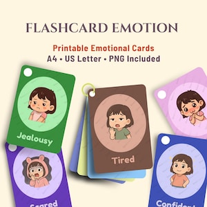 Emotion Flashcards for Kids | Chibi Emotion Flashcards | Emotion Tool | Flashcard Emotion | Emotion Flashcard | SEL for Toddlers & Preschool