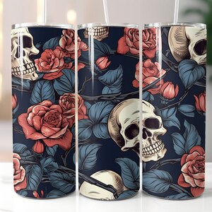 Vintage Skull and Roses, 20oz Tumbler Wrap. DIGITAL DOWNLOAD.