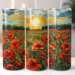 Red Poppy Field, 20oz Tumbler Wrap. DIGITAL DOWLOAD.