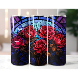 Rosas de vitral, envoltório de copo de 20 onças DOWNLOAD DIGITAL