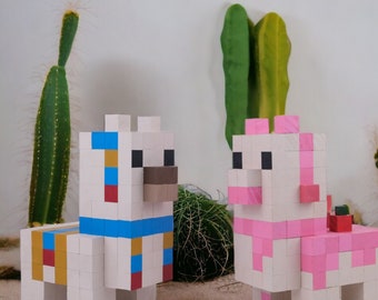 DIY Coloring Minecraft Lama Houten Model, Handgemaakte Lama Houten Blokken, Natuurlijk Houten Speelgoed, Houten Beeldjes Model Decor