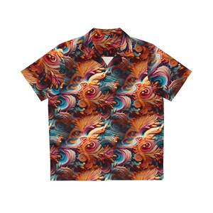 Camicia hawaiana da uomo Floral Bliss (AOP), spiaggia, estate, Button Up, festival, arte da indossare, visionario, psichedelico, trippy, uomo in fiamme