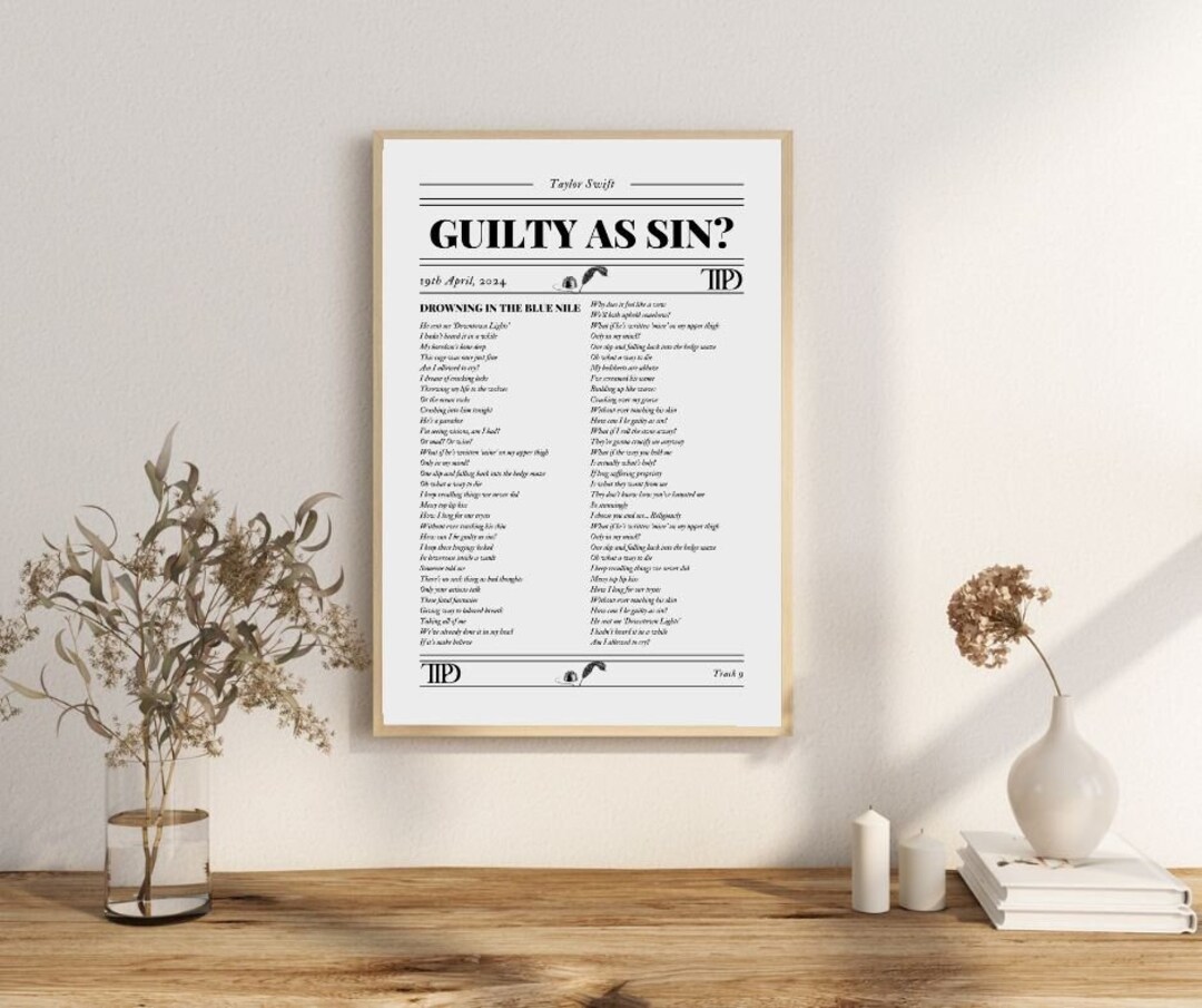 Guilty as Sin TTPD Taylor Swift Newspaper Article, the Tortured