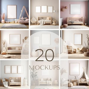 Frame Mockup Bundle, Nursery/Kids Room Frame Mockup Bundle, 20 Nursery Mockup Bundle, Wall Art Mockup, Nursery Mockup, PSD Digital Download